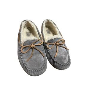 UGG Dakota Suede Shearling Moccasin Slippers Shoes Womens Size 10 Gray Winter